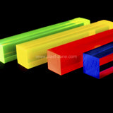 barre quadrate colorate fluo giallo verde blu e rosso in plexiglass metacrilato pmma