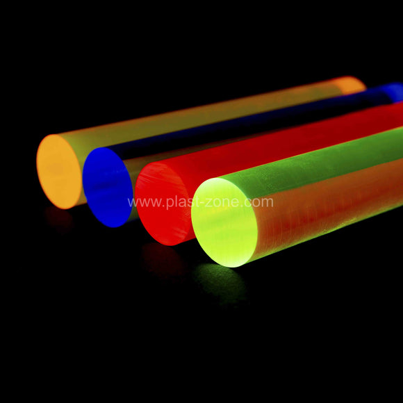 barre tonde colorate fluo giallo blu verde rosso in plexiglass metacrilato pmma plast-zone